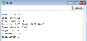 Displaying parsed GPS coordinate output