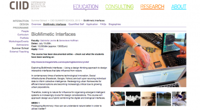 Teaching at CIID Summer Course 2013: Exploring Biomimetic Interfaces 
